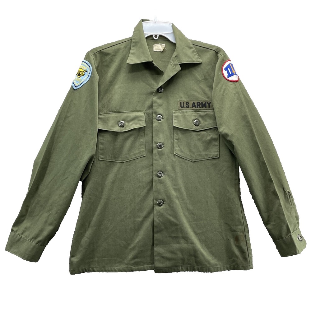 Vintage US Army OG-107 Shirt Men's 15.5 x 35 Utility Vietnam Era P-64 Military